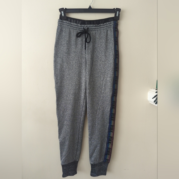 NWOT Victoria secrets glitter jogger pants gray silver shine elastic waist band - Picture 1 of 7